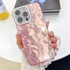 For iPhone 16 Pro Plating Glitter Texture Chain Wristband TPU Phone Case with Lens Film(Pink Wrinkles) - 1