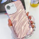 For iPhone 16e Plating Glitter Texture Chain Wristband TPU Phone Case with Lens Film(Pink Water Ripples) - 1