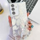 For Samsung Galaxy S24 FE 5G Plating Glitter Texture Chain Wristband TPU Phone Case with Lens Film(White Feathers) - 1