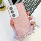 For Samsung Galaxy A55 5G Plating Glitter Texture Chain Wristband TPU Phone Case with Lens Film(Pink Shell Pattern) - 1