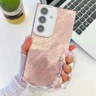 For Samsung Galaxy A55 5G Plating Glitter Texture Chain Wristband TPU Phone Case with Lens Film(Pink Tinfoil Texture) - 1