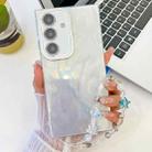 For Samsung Galaxy A35 5G Plating Glitter Texture Chain Wristband TPU Phone Case with Lens Film(White Feather Yarn) - 1