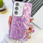 For Samsung Galaxy A35 5G Plating Glitter Texture Chain Wristband TPU Phone Case with Lens Film(Purple Wrinkles) - 1