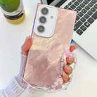 For Samsung Galaxy S24 5G Plating Glitter Texture Chain Wristband TPU Phone Case with Lens Film(Pink Tinfoil Texture) - 1