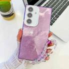 For Samsung Galaxy S24 5G Plating Glitter Texture Chain Wristband TPU Phone Case with Lens Film(Purple Tinfoil Texture) - 1