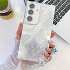 For Samsung Galaxy A25 5G Plating Glitter Texture Chain Wristband TPU Phone Case with Lens Film(White Tinfoil Texture) - 1