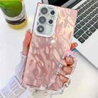 For Samsung Galaxy S23 Ultra 5G Plating Glitter Texture Chain Wristband TPU Phone Case with Lens Film(Pink Wrinkles) - 1