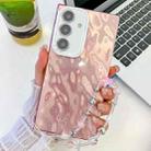 For Samsung Galaxy S25 5G Plating Glitter Texture Chain Wristband TPU Phone Case with Lens Film(Pink Wrinkles) - 1
