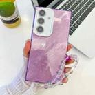 For Samsung Galaxy S25 5G Plating Glitter Texture Chain Wristband TPU Phone Case with Lens Film(Purple Tinfoil Texture) - 1