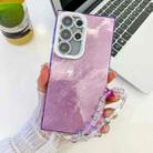 For Samsung Galaxy S25 Ultra 5G Plating Glitter Texture Chain Wristband TPU Phone Case with Lens Film(Purple Tinfoil Texture) - 1