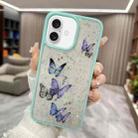 For iPhone 16 Plus Color Butterfly Glitter Epoxy TPU Phone Case(Green) - 1