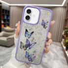 For iPhone 16 Plus Color Butterfly Glitter Epoxy TPU Phone Case(Purple) - 1