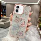 For iPhone 16 Plus Color Butterfly Glitter Epoxy TPU Phone Case(Pink) - 1