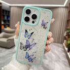 For iPhone 15 Pro Color Butterfly Glitter Epoxy TPU Phone Case(Green) - 1