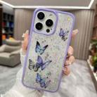 For iPhone 15 Pro Color Butterfly Glitter Epoxy TPU Phone Case(Purple) - 1