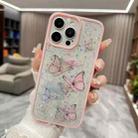 For iPhone 15 Pro Color Butterfly Glitter Epoxy TPU Phone Case(Pink) - 1