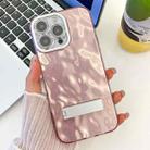 For iPhone 16 Pro Max Plating Glitter Texture Fold Holder TPU Phone Case with Lens Film(Pink Wrinkles) - 1