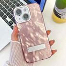 For iPhone 13 Plating Glitter Texture Fold Holder TPU Phone Case with Lens Film(Pink Wrinkles) - 1