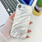 For iPhone 16e Plating Glitter Texture Fold Holder TPU Phone Case with Lens Film(White Water Ripples) - 1