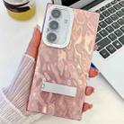 For Samsung Galaxy A16 5G Plating Glitter Texture Fold Holder TPU Phone Case with Lens Film(Pink Wrinkles) - 1