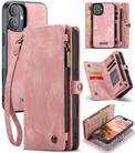 For iPhone 16 Plus CaseMe 008 Detachable Multifunctional Leather Phone Case(Pink) - 1