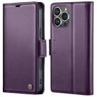 For iPhone 16 Pro CaseMe 023 Butterfly Buckle Litchi Texture RFID Anti-theft Leather Phone Case(Purple) - 1