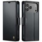 For iPhone 17 Pro Max CaseMe 023 Butterfly Buckle Litchi Texture RFID Anti-theft Leather Phone Case(Black) - 1