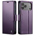 For iPhone 17 Pro Max CaseMe 023 Butterfly Buckle Litchi Texture RFID Anti-theft Leather Phone Case(Purple) - 1