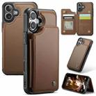 For iPhone 16 CaseMe C22 Card Slots Holder RFID Anti-theft Phone Case(Brown) - 1