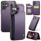 For iPhone 16 CaseMe C22 Card Slots Holder RFID Anti-theft Phone Case(Purple) - 1