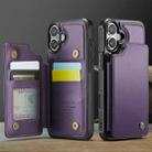 For iPhone 16 CaseMe C22 Card Slots Holder RFID Anti-theft Phone Case(Purple) - 2