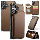 For iPhone 16 Plus CaseMe C22 Card Slots Holder RFID Anti-theft Phone Case(Brown) - 1