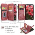 For iPhone 16 Pro CaseMe C30 Card Slots Zipper Wallet Leather Phone Case(Red) - 2