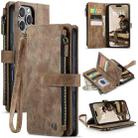 For iPhone 16 Pro Max CaseMe C30 Card Slots Zipper Wallet Leather Phone Case(Brown) - 1