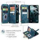 For iPhone 16 Pro Max CaseMe C30 Card Slots Zipper Wallet Leather Phone Case(Blue) - 2