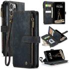 For iPhone 16 Pro Max CaseMe C30 Card Slots Zipper Wallet Leather Phone Case(Black) - 1