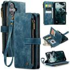 For iPhone 16 Plus CaseMe C30 Card Slots Zipper Wallet Leather Phone Case(Blue) - 1