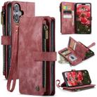 For iPhone 16 Plus CaseMe C30 Card Slots Zipper Wallet Leather Phone Case(Red) - 1