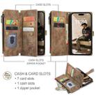 For iPhone 16 CaseMe C30 Card Slots Zipper Wallet Leather Phone Case(Brown) - 2