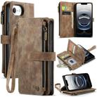 For iPhone 16e CaseMe C30 Card Slots Zipper Wallet Leather Phone Case(Brown) - 1