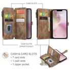 For iPhone 16e CaseMe C30 Card Slots Zipper Wallet Leather Phone Case(Brown) - 2