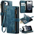 For iPhone 16e CaseMe C30 Card Slots Zipper Wallet Leather Phone Case(Blue) - 1