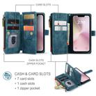For iPhone 16e CaseMe C30 Card Slots Zipper Wallet Leather Phone Case(Blue) - 2