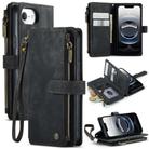 For iPhone 16e CaseMe C30 Card Slots Zipper Wallet Leather Phone Case(Black) - 1