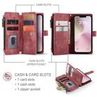 For iPhone 16e CaseMe C30 Card Slots Zipper Wallet Leather Phone Case(Red) - 2
