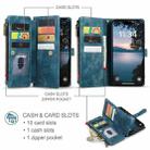 For iPhone 17 Pro Max CaseMe C30 Card Slots Zipper Wallet Leather Phone Case(Blue) - 3