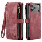 For iPhone 17 Pro Max CaseMe C30 Card Slots Zipper Wallet Leather Phone Case(Red) - 2