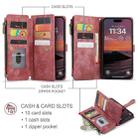 For iPhone 17 Pro Max CaseMe C30 Card Slots Zipper Wallet Leather Phone Case(Red) - 3