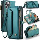 For iPhone 16 Pro Max CaseMe C36 Card Slots Zipper Wallet RFID Anti-theft Leather Phone Case(Blue) - 1