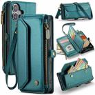 For iPhone 16 Plus CaseMe C36 Card Slots Zipper Wallet RFID Anti-theft Leather Phone Case(Blue) - 1